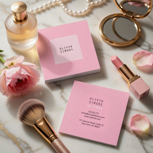 Pink Minimalist and elegant Business Card スクエア名刺