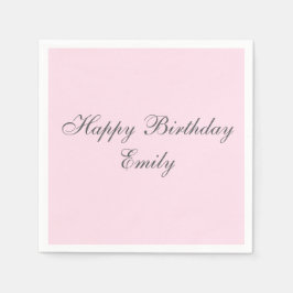 Pink Minimalist Birthday Party Napkins スタンダードカクテルナプキン