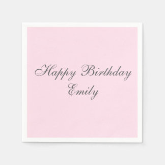 Pink Minimalist Birthday Party Napkins スタンダードカクテルナプキン