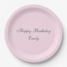 Pink Minimalist Birthday Party Paper Plates