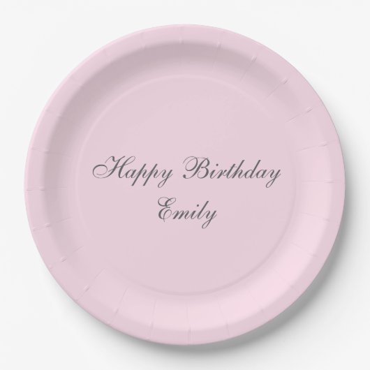 Pink Minimalist Birthday Party Paper Plates ペーパープレート (正面)