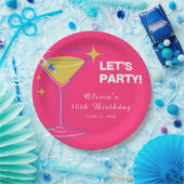Pink Minimalist Cocktail 30th Birthday Paper Plate ペーパープレート (パーティー)