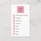 Pink Minimalist Cupcake Baker Business Card 名刺 (裏面)