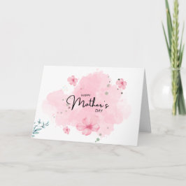 Pink Minimalist Floral Mother's Day Greeting Card カード