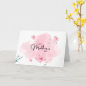 Pink Minimalist Floral Mother's Day Greeting Card カード (黄色い花)