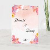 Pink Minimalist Floral Wedding Invitation Card カード (裏面)
