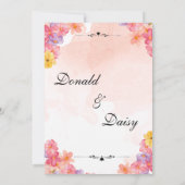 Pink Minimalist Floral Wedding Invitation Card 招待状 (裏面)