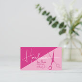 Pink Minimalist Hairdresser fashion 名刺 (スタンド正面)