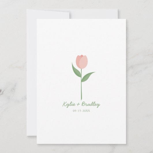 Pink Minimalist Tulip 招待状 (正面)