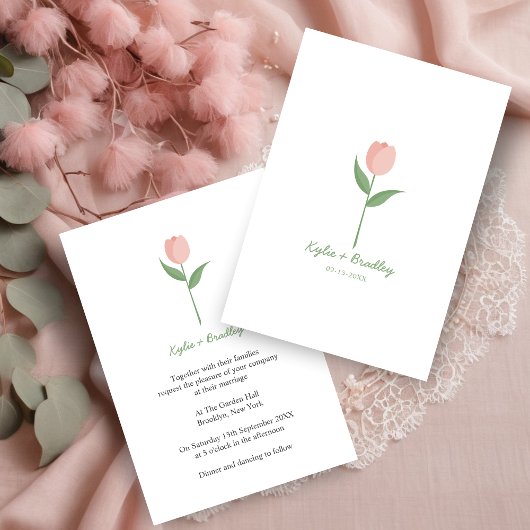 Pink Minimalist Tulip 招待状