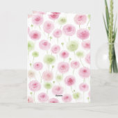 Pink Mint Floral Ranunculus Birthday カード (裏面)