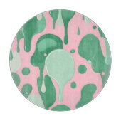 Pink Mint Green Melting Drip Pattern Abstract  カッティングボード (正面)