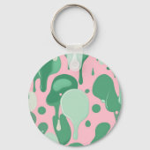 Pink Mint Green Melting Drip Pattern Abstract  キーホルダー (正面)