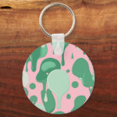Pink Mint Green Melting Drip Pattern Abstract キーホルダー (裏面)