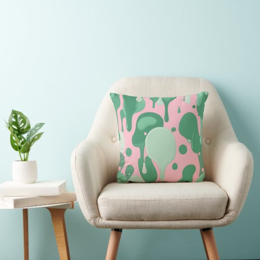 Pink Mint Green Melting Drip Pattern Abstract  クッション (椅子)