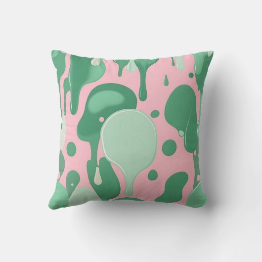 Pink Mint Green Melting Drip Pattern Abstract  クッション (裏面)