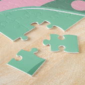 Pink Mint Green Melting Drip Pattern Abstract  ジグソーパズル (側面)