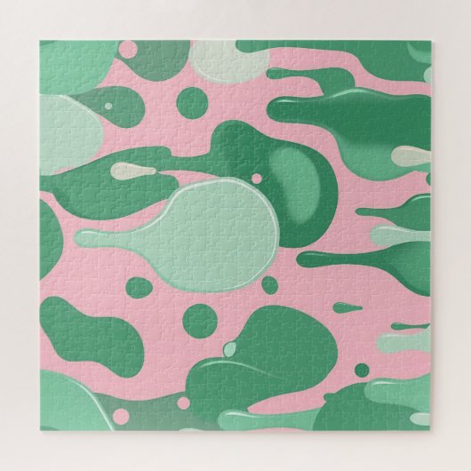 Pink Mint Green Melting Drip Pattern Abstract  ジグソーパズル (横)