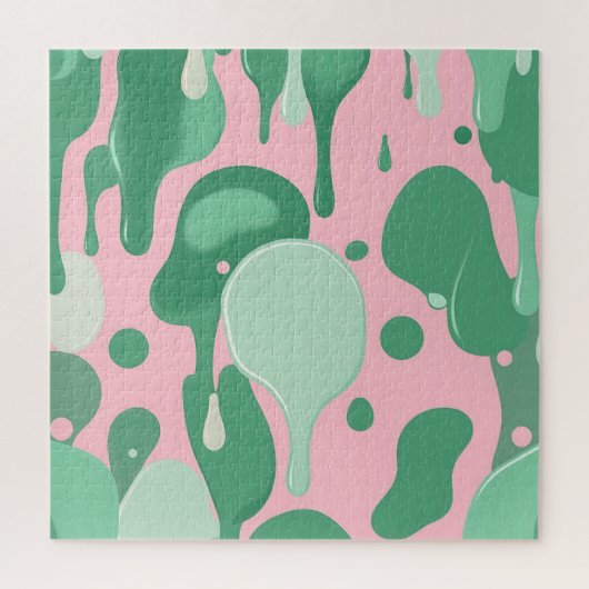 Pink Mint Green Melting Drip Pattern Abstract  ジグソーパズル (縦)