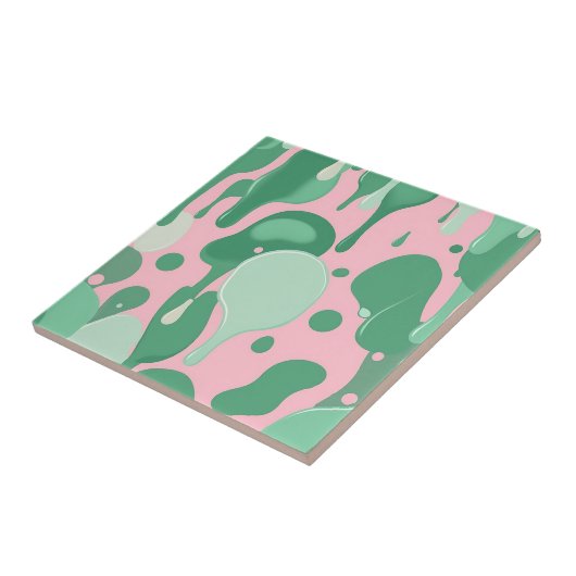 Pink Mint Green Melting Drip Pattern Abstract  タイル (側面)
