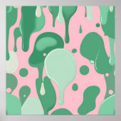 Pink Mint Green Melting Drip Pattern Abstract  ポスター (正面)