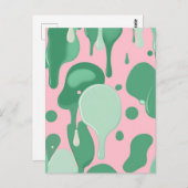 Pink Mint Green Melting Drip Pattern Abstract ポストカード (正面/裏面)