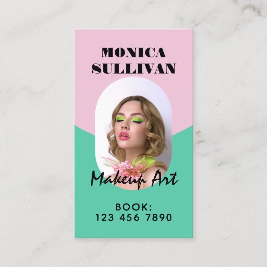 Pink mint green minimalist makeup 名刺 (正面)
