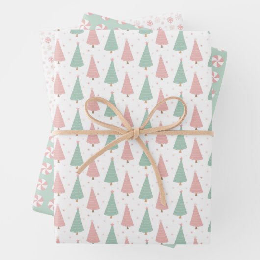 Pink/Mint Holiday Wrapping Paper Sheets ラッピングペーパーシート (インサイチュ)