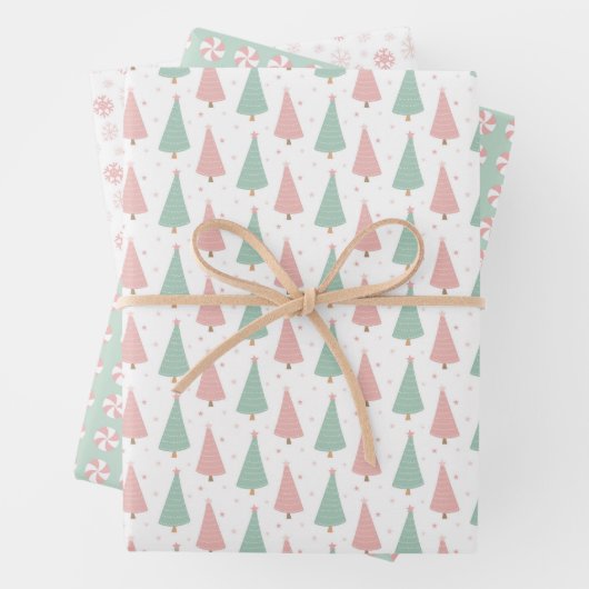 Pink/Mint Holiday Wrapping Paper Sheets ラッピングペーパーシート (インサイチュ)