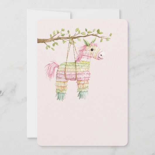Pink Mint Horse Piñata Birthday 招待状 (裏面)