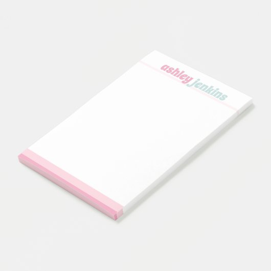 Pink & Mint Modern Name, Minimalist ポストイット (アングル)