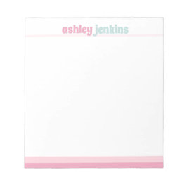 Pink & Mint Modern Name Minimalist Notepad ノートパッド