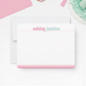 Pink & Mint Modern Name Note Card, Minimalist ノートカード