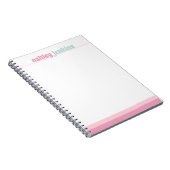 Pink & Mint Personalized Name Spiral Notebook ノートブック (右側)