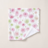 Pink Mint Ranunculus Flowers バスタオルセット (ウォッシュタオル)