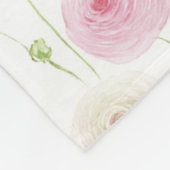 Pink Mint Ranunculus Flowers フリースブランケット (角)