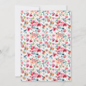 Pink mint red coral garden rose Bridal Shower  招待状 (裏面)