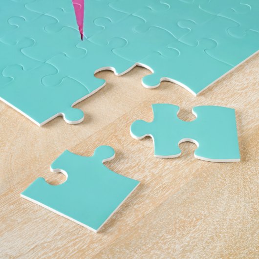 Pink Mint Retro Starburst Glow ジグソーパズル (側面)