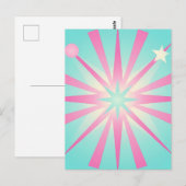 Pink Mint Retro Starburst Glow ポストカード (正面/裏面)