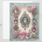 Pink Mint Vintage Junk Journal Scrapbook Paper (正面/裏面)