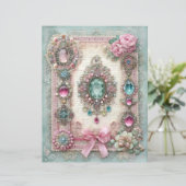 Pink Mint Vintage Junk Journal Scrapbook Paper (スタンド正面)