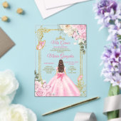 Pink Mis Quince Crown Gold Quinceañera Butterfly アクリル招待状 (インサイチュ (ウェディング))