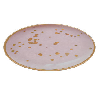 Pink mit goldenen Klecksern Schneidebrett Glas カッティングボード