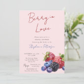 Pink Mixed Berries Berry In Love Bridal Shower  招待状 (スタンド正面)