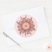 Pink & Mocha Floral Sun ラウンドシール (封筒)