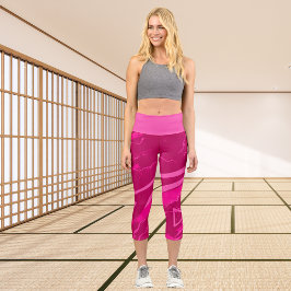 Pink Modern Abstract Sports Pattern カプリレギンス