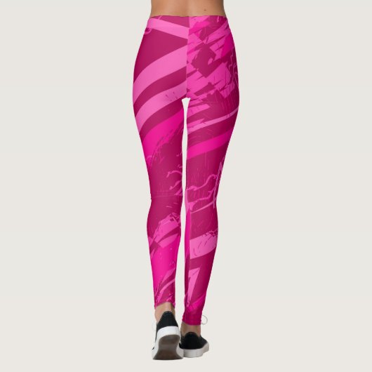 Pink Modern Abstract Sports Pattern レギンス (裏面)