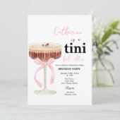 Pink Modern Bow Coffee Cocktail Birthday 招待状 (スタンド正面)