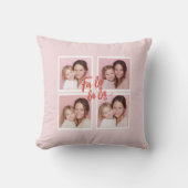 Pink Modern Christmas Photo Collage | Fa La La La クッション (正面)