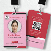 Pink Modern Employee Photo ID Card バッジ